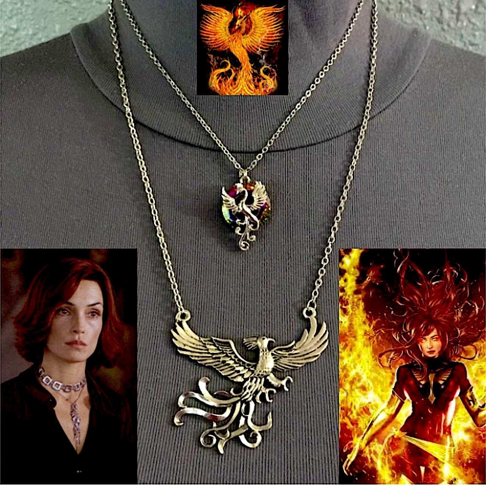 Rising Phoenix Jean Grey Silver Handmade 2-Layer Mythology Necklace Marvel Comic - Picture 1 of 15
